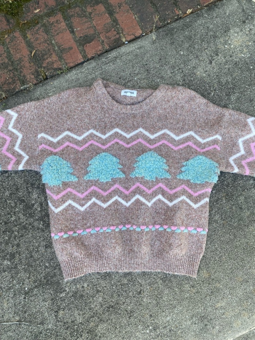 ADORA Heathered Pink Beige Knit Sweater